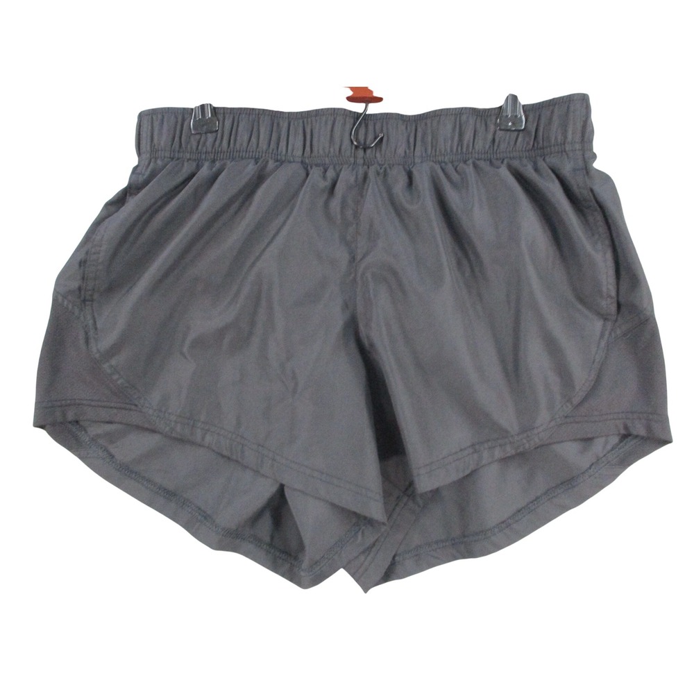 Athletic Running Shorts Charcoal Gray Elastic Waist Mesh Trim Women Size Medium